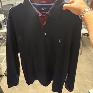 Tailorbyrd Men's Dark Blue Polo Long Sleeve Shirt